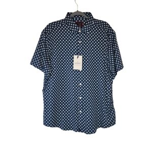 NEW Untuckit Flores Short Sleeve Button Down Shirt Reg Fit Navy Size XL